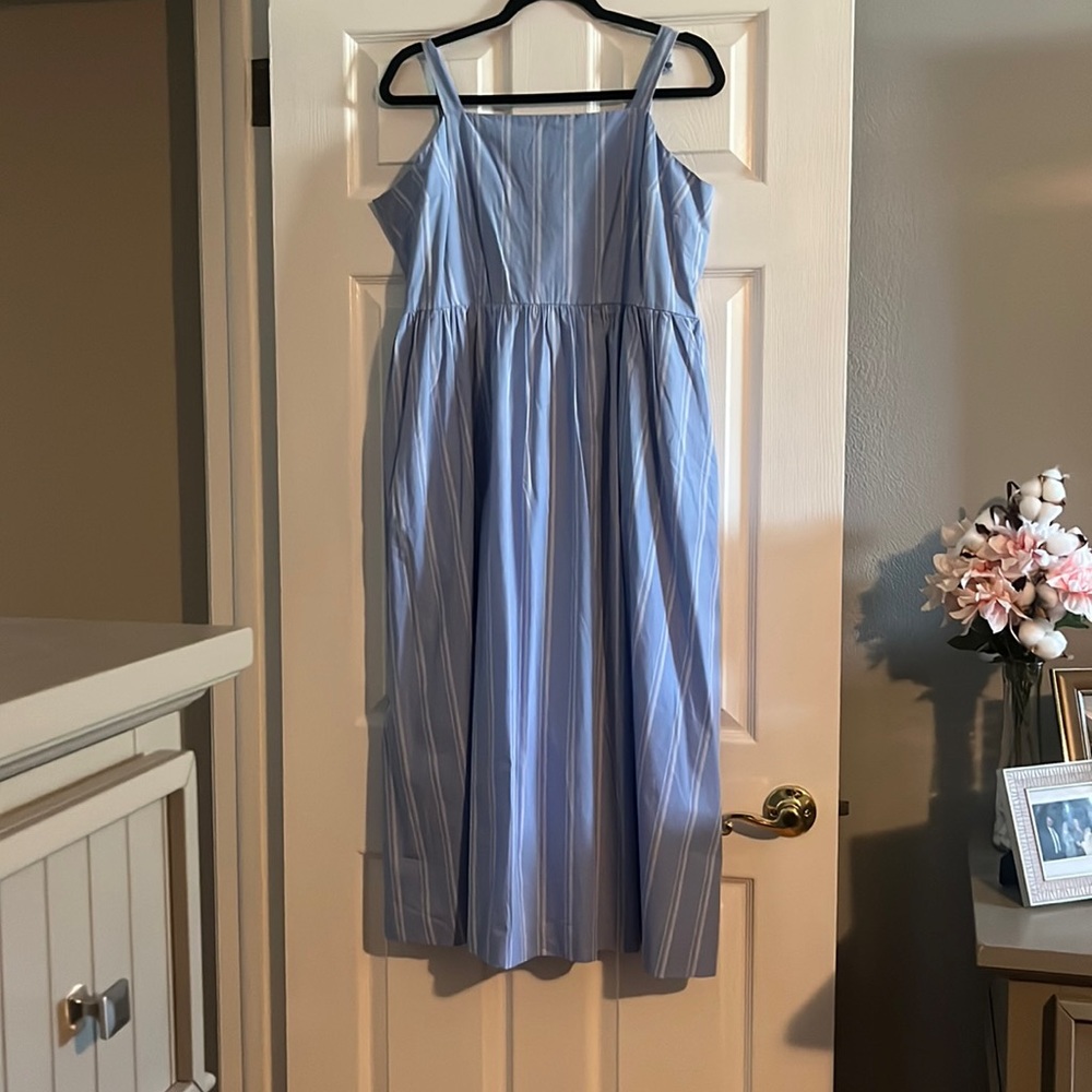 Blue and white strappy mid dress - NEVER WORN